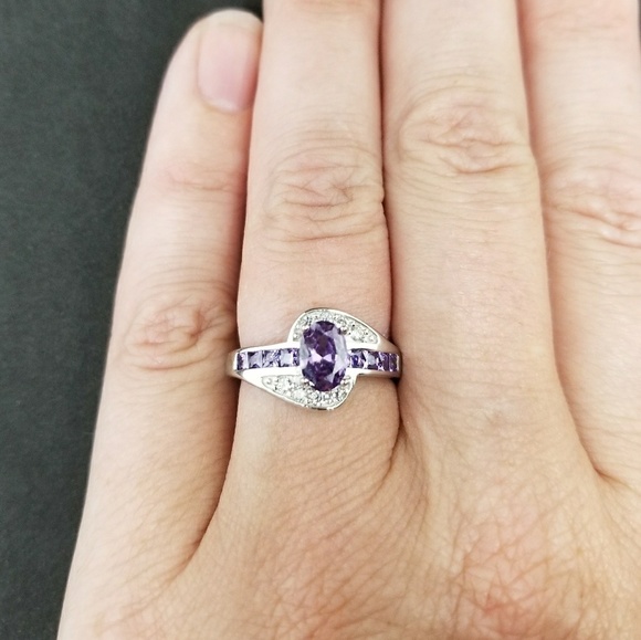 Jewelry - White Halo 2ct Amethyst Tanzanite 925